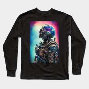 Skeleton Astronaut | Space Skull | Dystopian Art | Skull Astronaut Artwork | Fantasy Astronaut Skull Long Sleeve T-Shirt